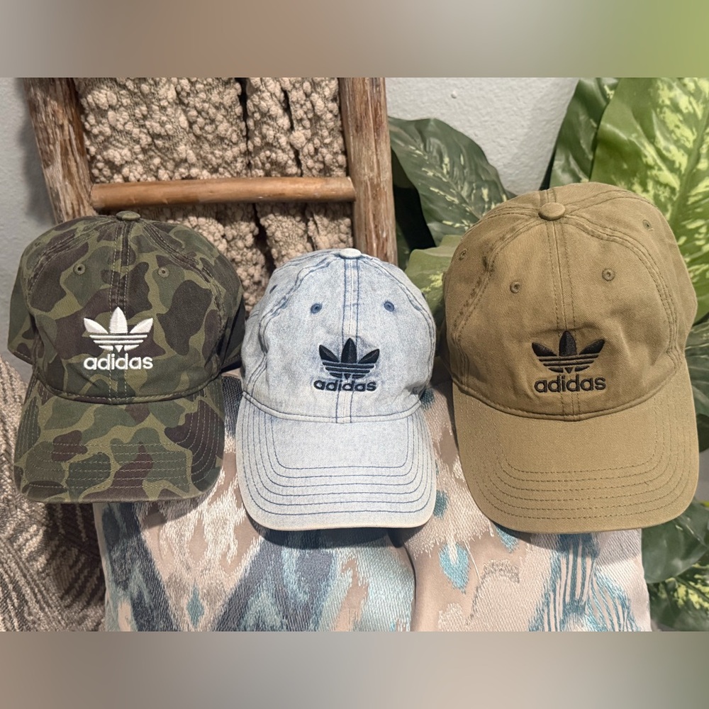 Adidas Trefoil Cap Available in Olive, Light Denim Blue, or Olive Camo